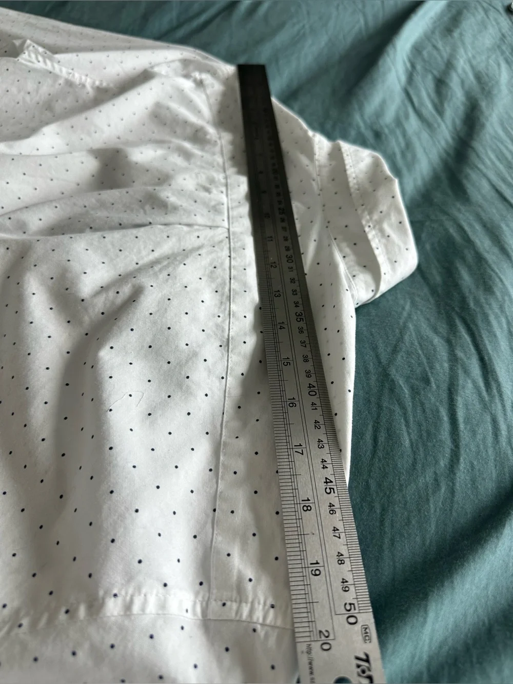 J.Crew Secret Wash Shirting Slim Untucked White Navy Dot Button Down Shirt L